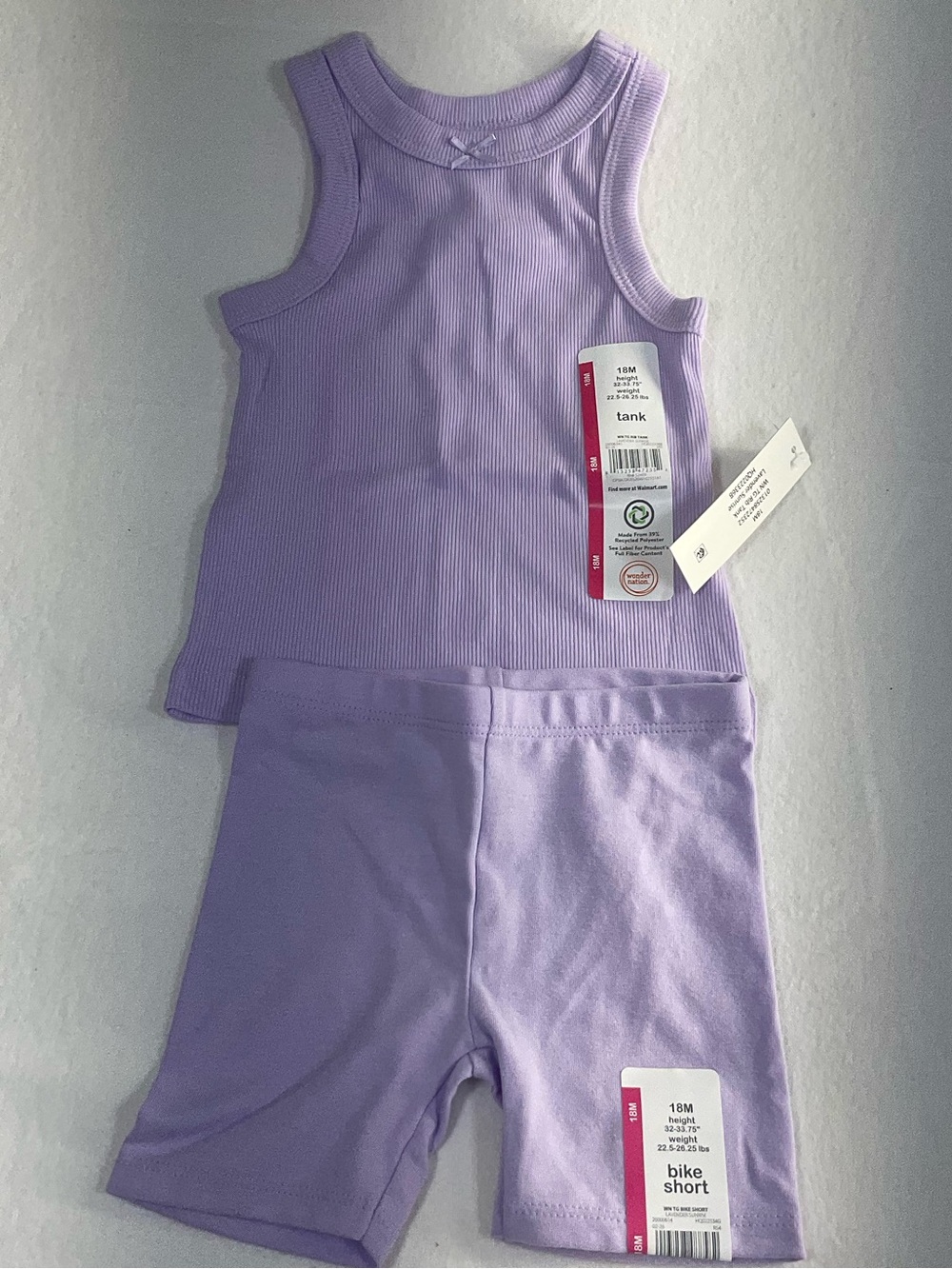wonder nation Lilac Ribbed Tank and Bike Shorts Set